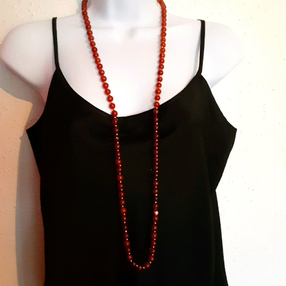 GenuineCarnelian&Gold📿necklace - Picture 2 of 7